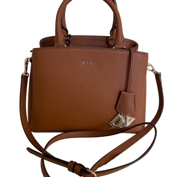 Brand New DKNY Gorgeous Paige brown MD Satchel Handbag Gold Msrp $228 - Picture 1 of 7